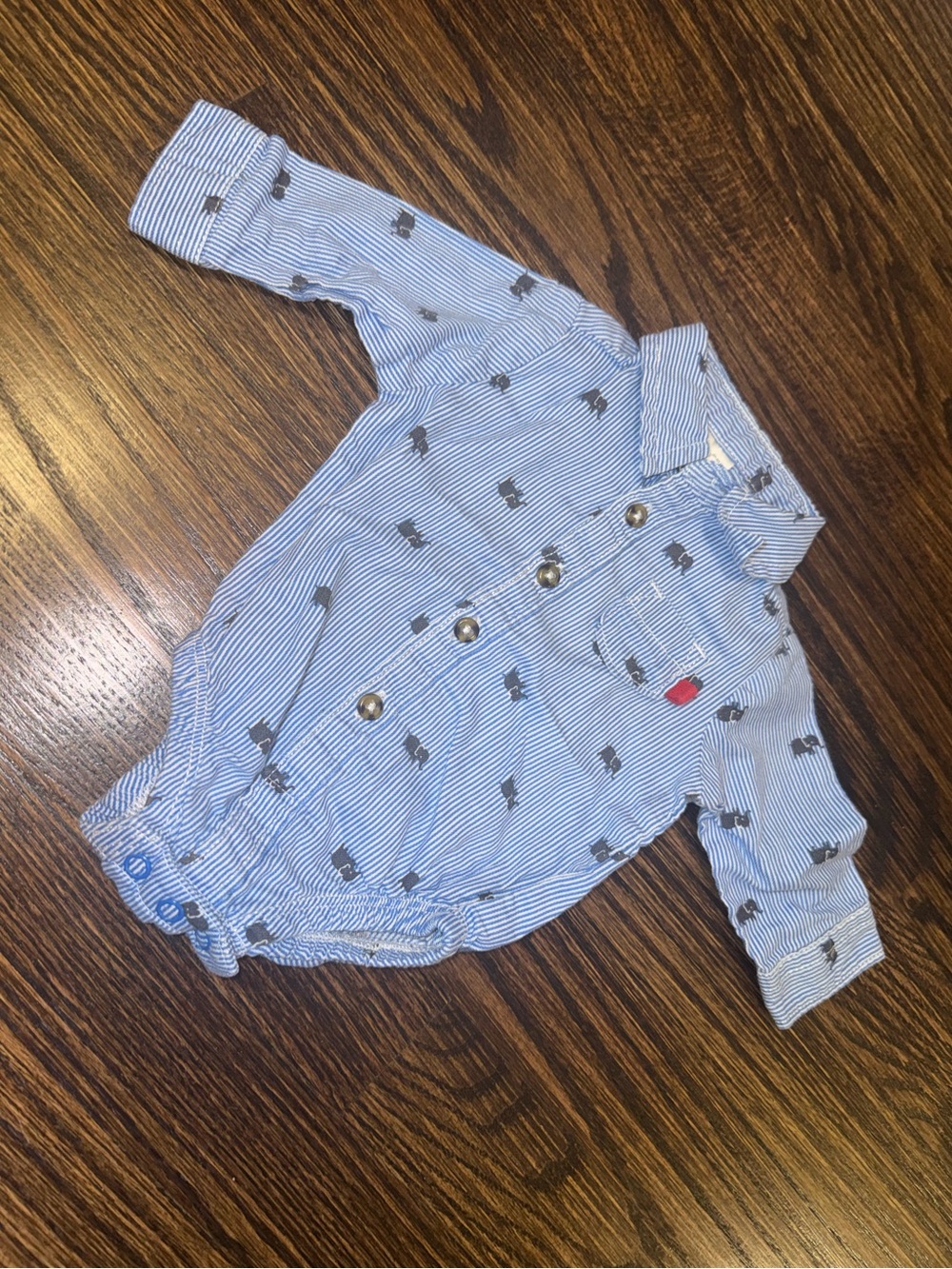 Blue Striped Baby Button-Front Shirt Bodysuit